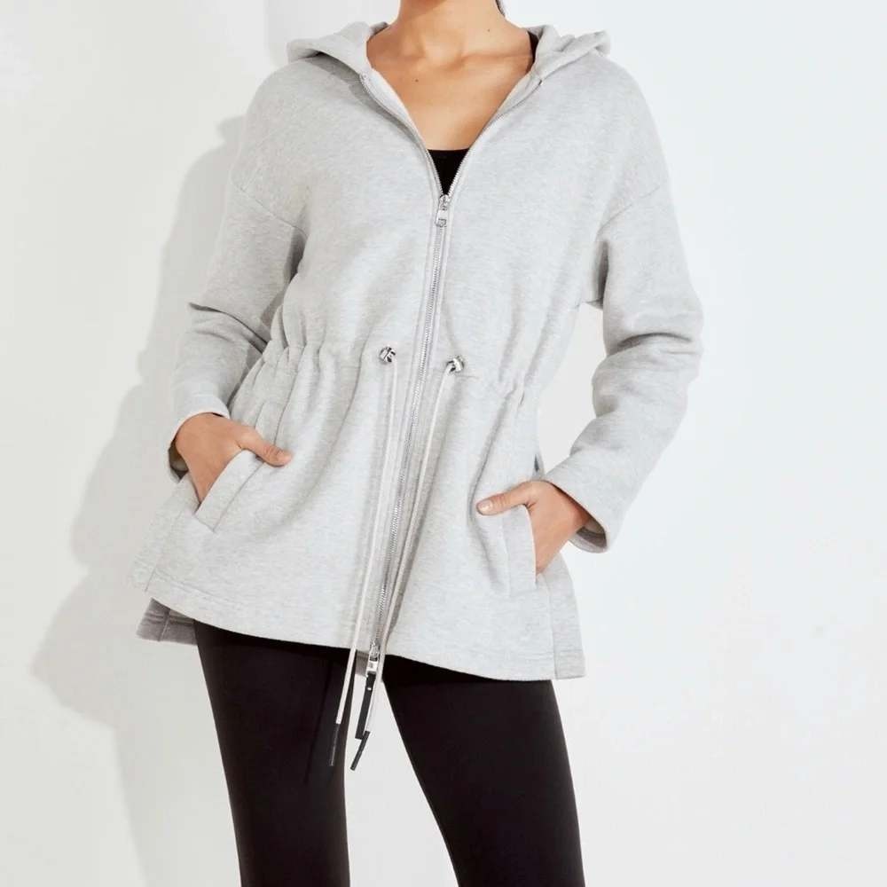 Varley Victoria Hoodie Jacket Light Heather Gray Full Zip Drawstring Medium